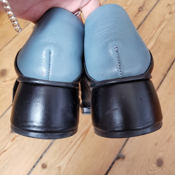 Reike Nen Black and Light Blue Heeled Loafers - Picture 3 of 5